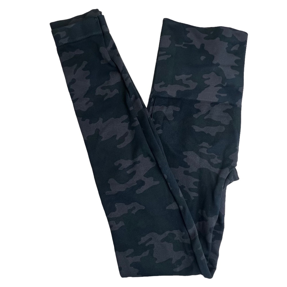 Spanx Womens S Look at Me Now Seamless Leggings Black Camo High Rise Compression